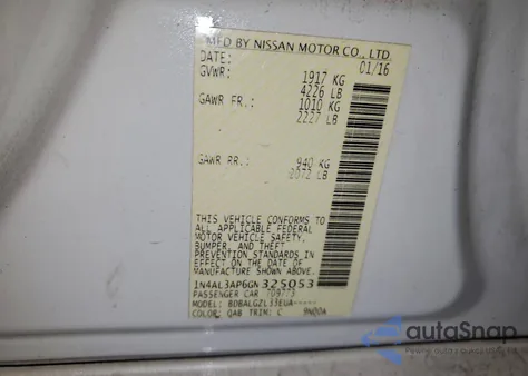 2016 Nissan Altima 2.5 from USA, damaged, VIN 1N4AL3AP6GN325053